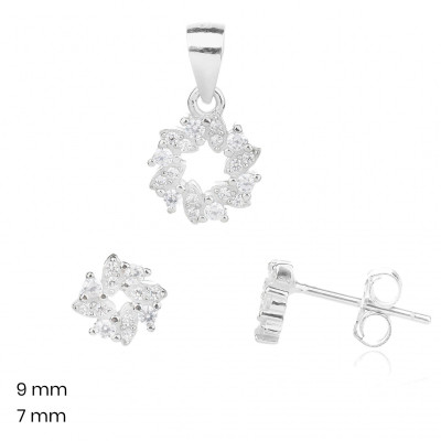 Stříbrný přívěsek+náušnice 40000821