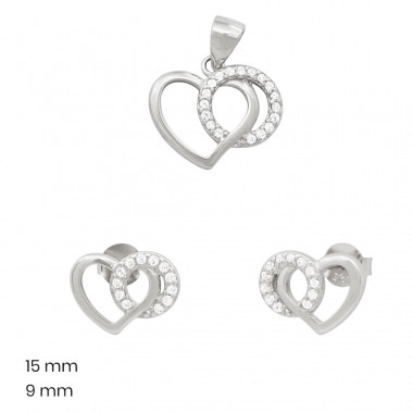 Stříbrný přívěsek+náušnice 40171601