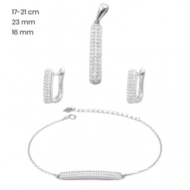 Stříbrný náramek+přívěsek+náušnice 40115301