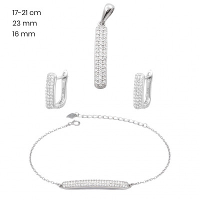 Stříbrný náramek+přívěsek+náušnice 40115301