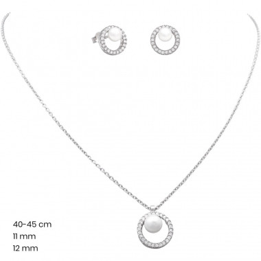 Stříbrný řetízek+přívěsek+náušnice 40139701