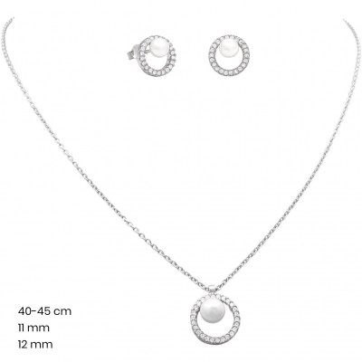 Stříbrný řetízek+přívěsek+náušnice 40139701