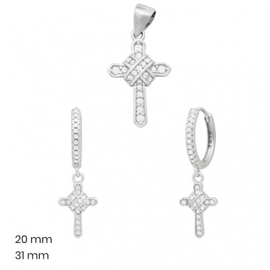 Stříbrný přívěsek+náušnice 40172101