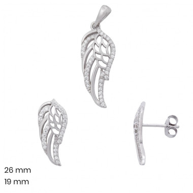 Stříbrný přívěsek+náušnice 40057301