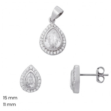 Stříbrný přívěsek+náušnice 40057201