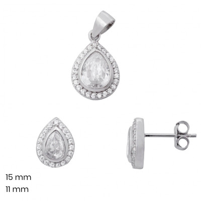 Stříbrný přívěsek+náušnice 40057201