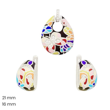 Stříbrný přívěsek+náušnice 40184601