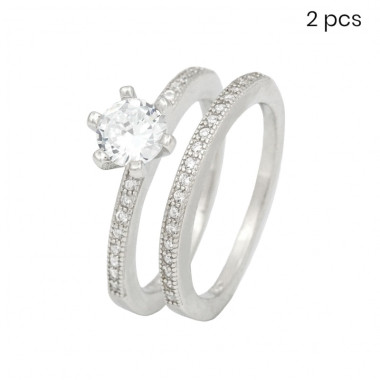 Stříbrná sada prstenů - 2 kusy 400316