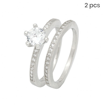 Stříbrná sada prstenů - 2 kusy 400316