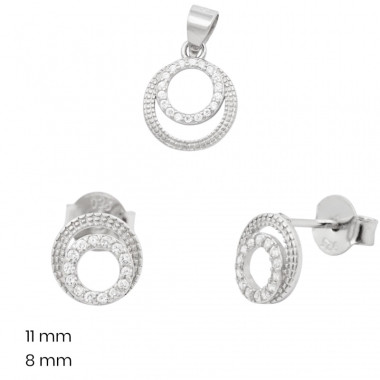 Stříbrný přívěsek+náušnice 40213901