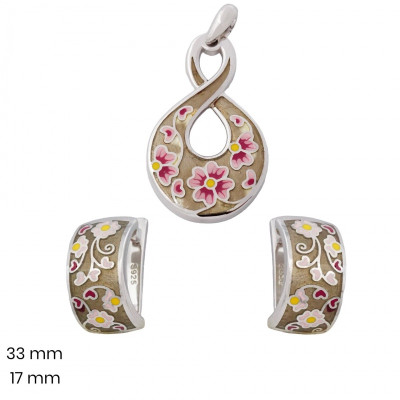 Stříbrný přívěsek+náušnice 40137401