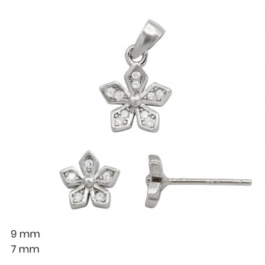 Stříbrný přívěsek+náušnice 40010001