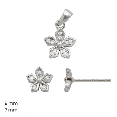 Stříbrný přívěsek+náušnice 40010001