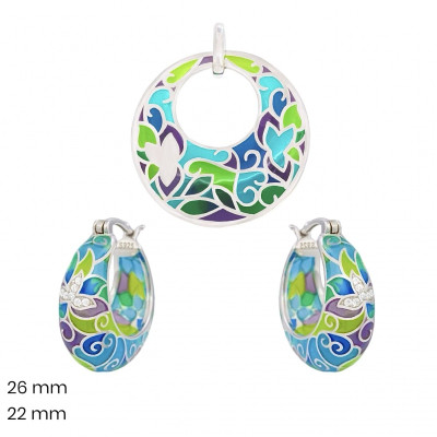 Stříbrný přívěsek+náušnice 40156301