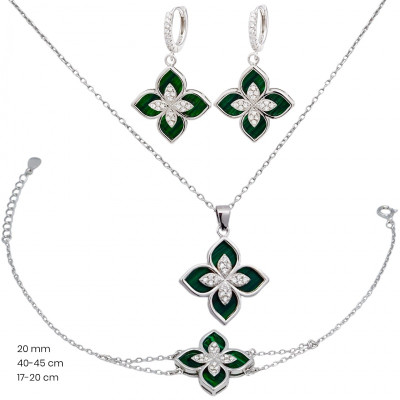 Stříbrný náhrdelník+náramek+náušnice 40150603