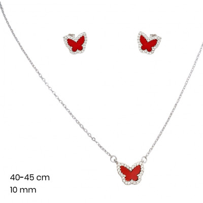 Stříbrný řetízek+přívěsek+náušnice 40040004