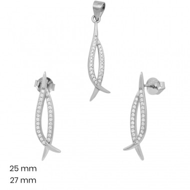 Stříbrný přívěsek+náušnice 40206701