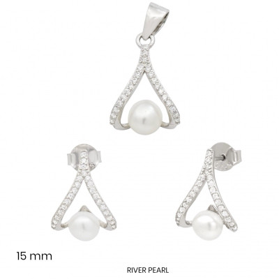 Stříbrný přívěsek+náušnice 40202101