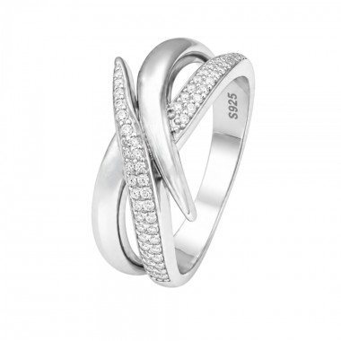 Dámský stříbrný prsten s kamínkem, rhodiovaný – 402669