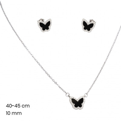 Stříbrný řetízek+přívěsek+náušnice 40040005