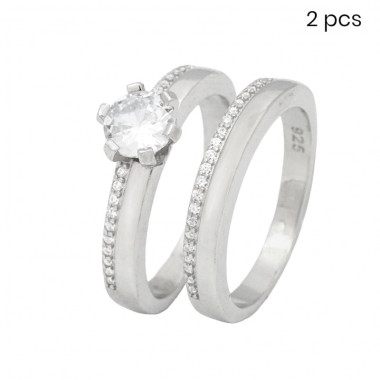 Stříbrná sada prstenů - 2 kusy 400345
