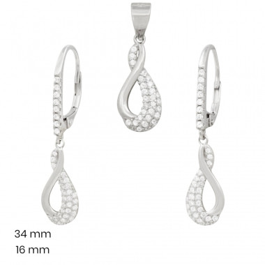 Stříbrný přívěsek+náušnice 40214001