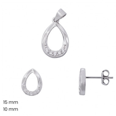 Stříbrný přívěsek+náušnice 40057501