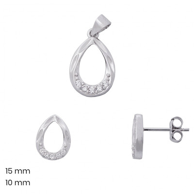 Stříbrný přívěsek+náušnice 40057501