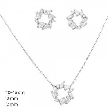 Stříbrný řetízek+přívěsek+náušnice 40095101