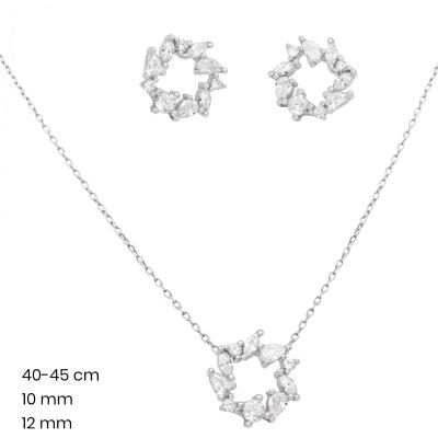 Stříbrný řetízek+přívěsek+náušnice 40095101