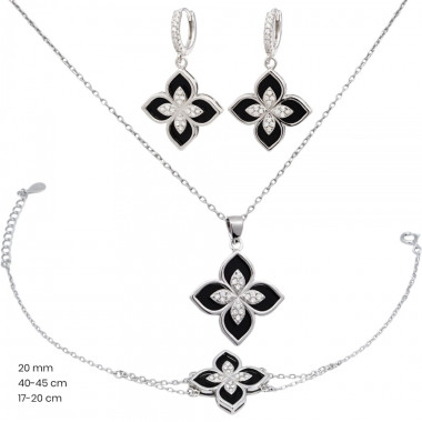 Stříbrný náhrdelník+náramek+náušnice 40150602
