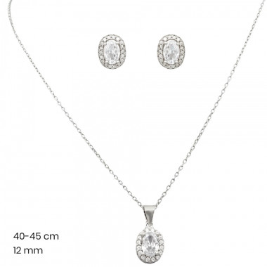 Stříbrný řetízek+přívěsek+náušnice 40096101