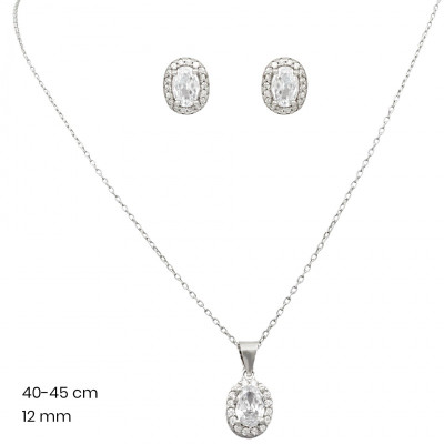 Stříbrný řetízek+přívěsek+náušnice 40096101