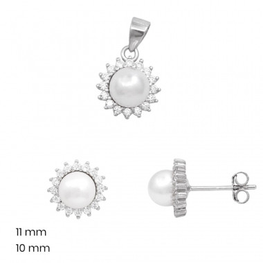 Stříbrný přívěsek+náušnice 40160801