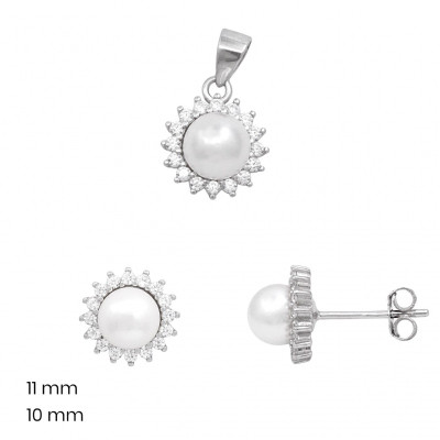 Stříbrný přívěsek+náušnice 40160801