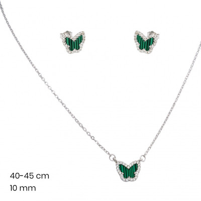 Stříbrný řetízek+přívěsek+náušnice 40040006