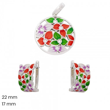 Stříbrný přívěsek+náušnice 40136401