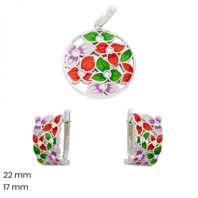 Stříbrný přívěsek+náušnice 40136401