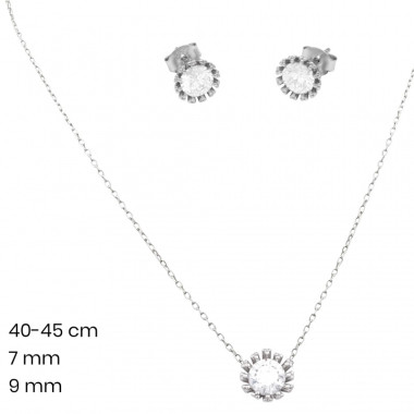 Stříbrný řetízek+přívěsek+náušnice 40172001