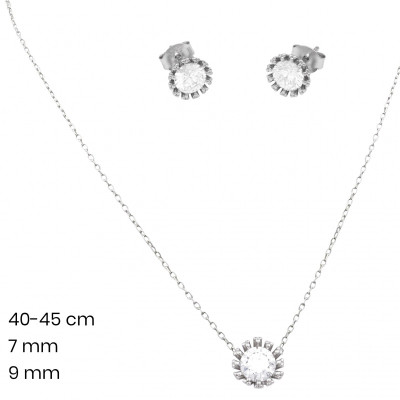 Stříbrný řetízek+přívěsek+náušnice 40172001