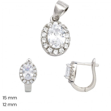 Stříbrný přívěsek+náušnice 40037301