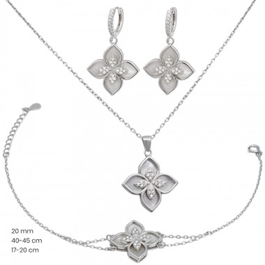 Stříbrný náhrdelník+náramek+náušnice 40150601