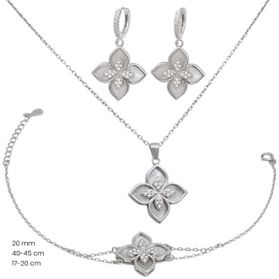 Stříbrný náhrdelník+náramek+náušnice 40150601